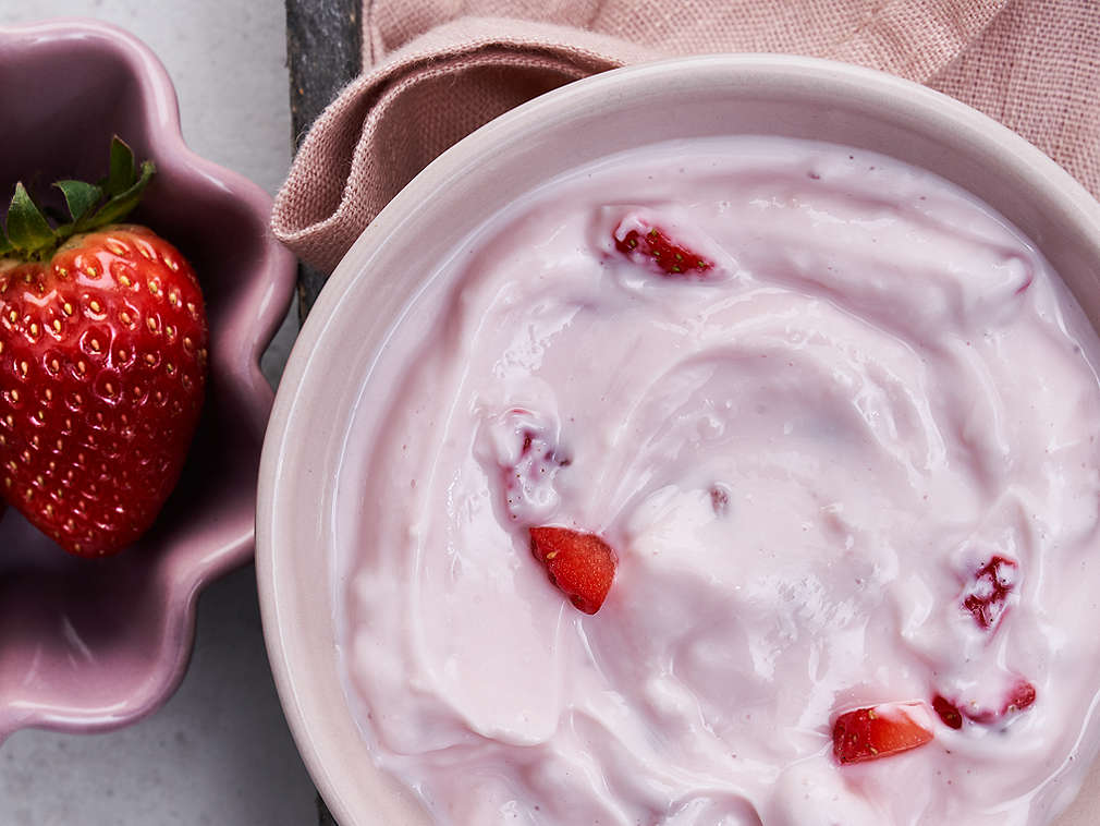 Svježa voćna skuta u detaljnom prikazu