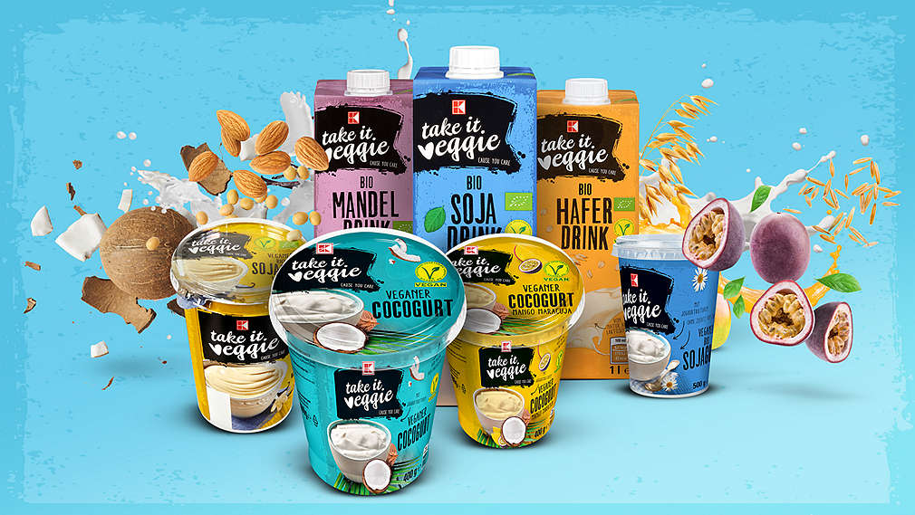 Produkty roślinne K-take it veggie - kolaż