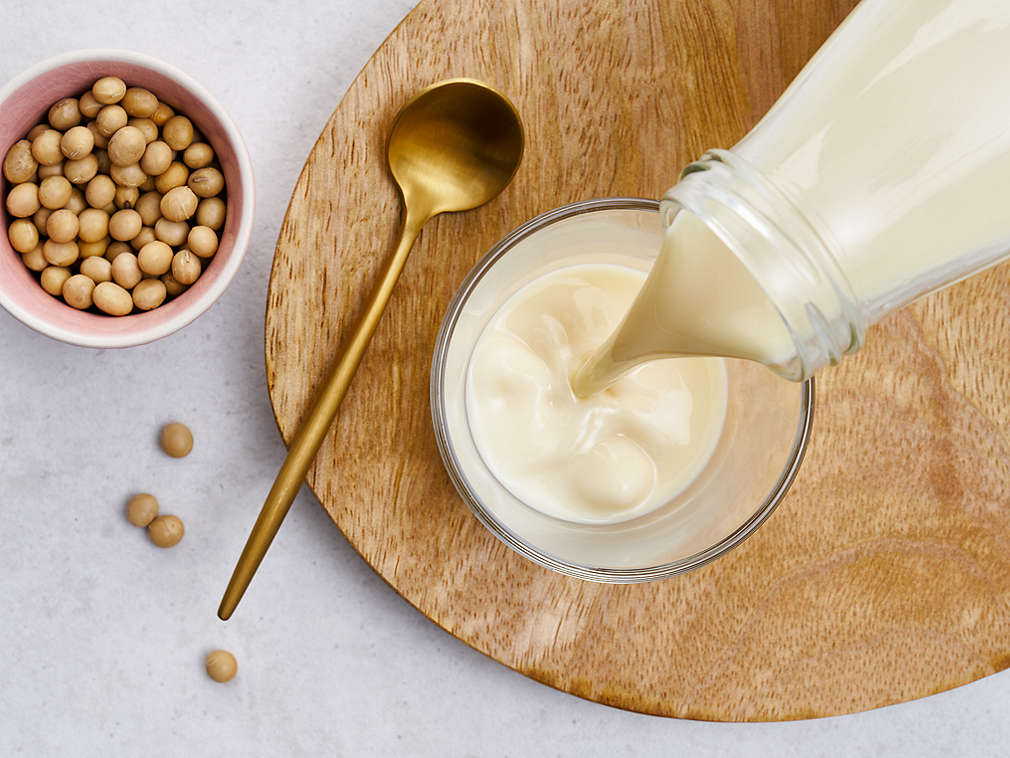 Детайлно изображение на соево мляко