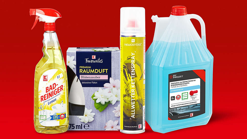 Изображение на различни препарати за почистване от собствените марки на Kaufland