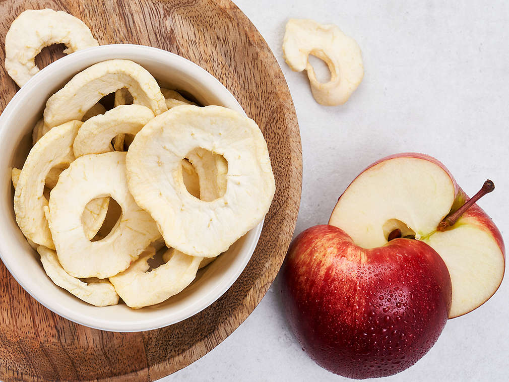 Detailný pohľad na sušené jablká