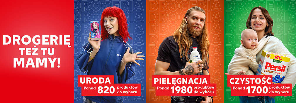 trzy osoby trzymające kosmetyki i środki czystości