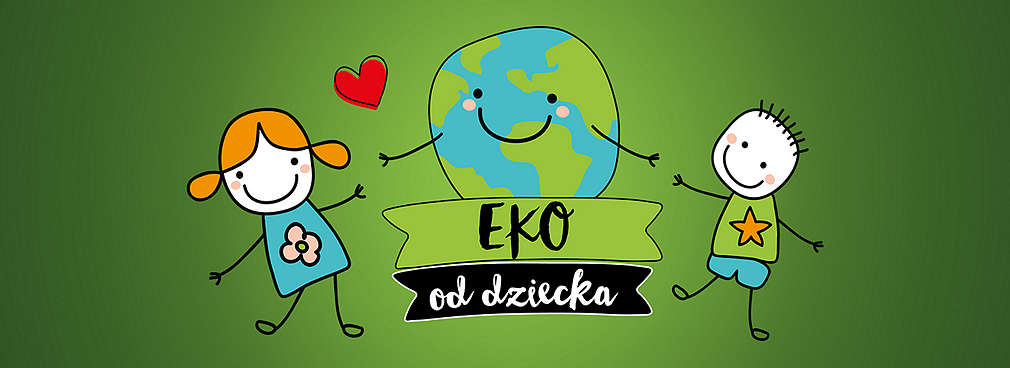 ilustracja imitująca rysunek kreską - dwoje dzieci trzymające za ręcę uśmiechnięta planetę Ziemię