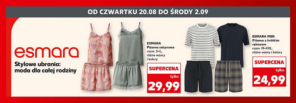 piżamy damskie i męskie ESMARA