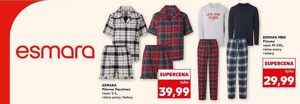 piżamy dla kobiet i mężczyzn ESMARA