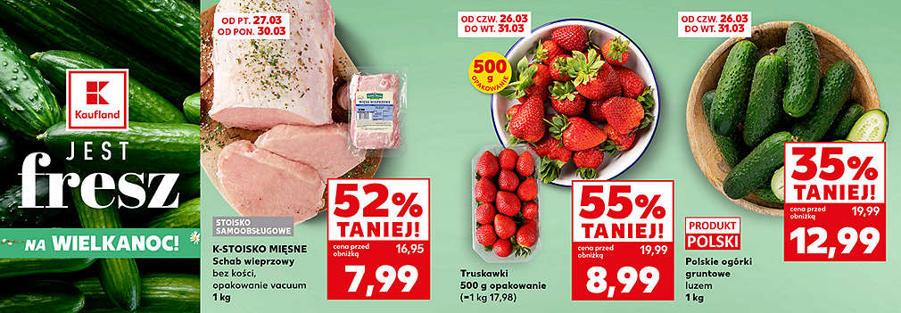 schab, truskawki i ogórki