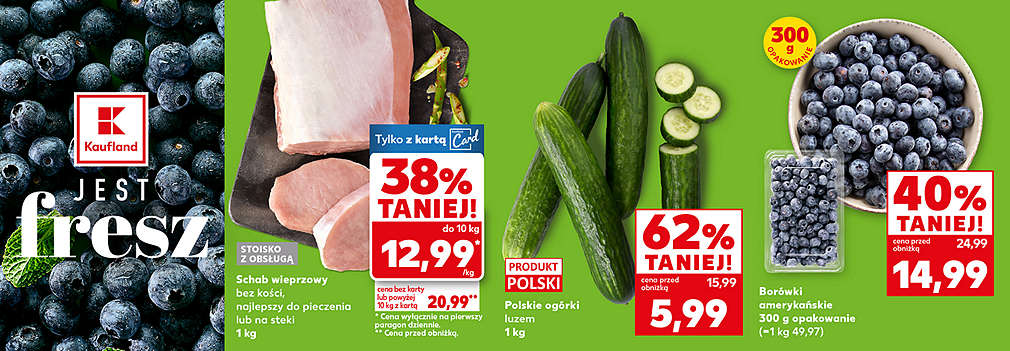 schab, ogórki i borówki