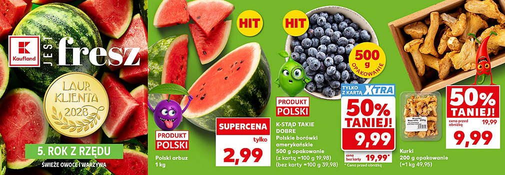 arbuz, borówki i kurki