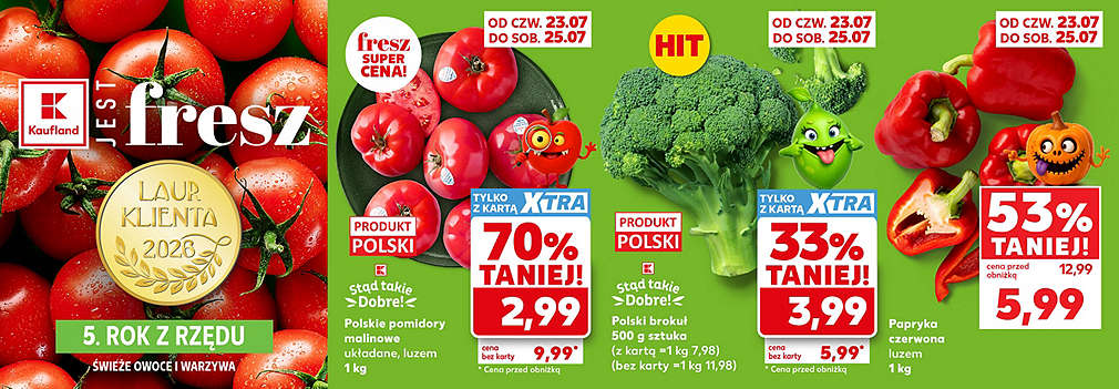 pomidory, brokuł i papryka czerwona