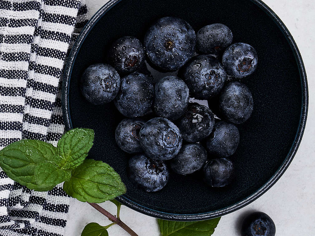 Frische Heidelbeeren in der Detailansicht