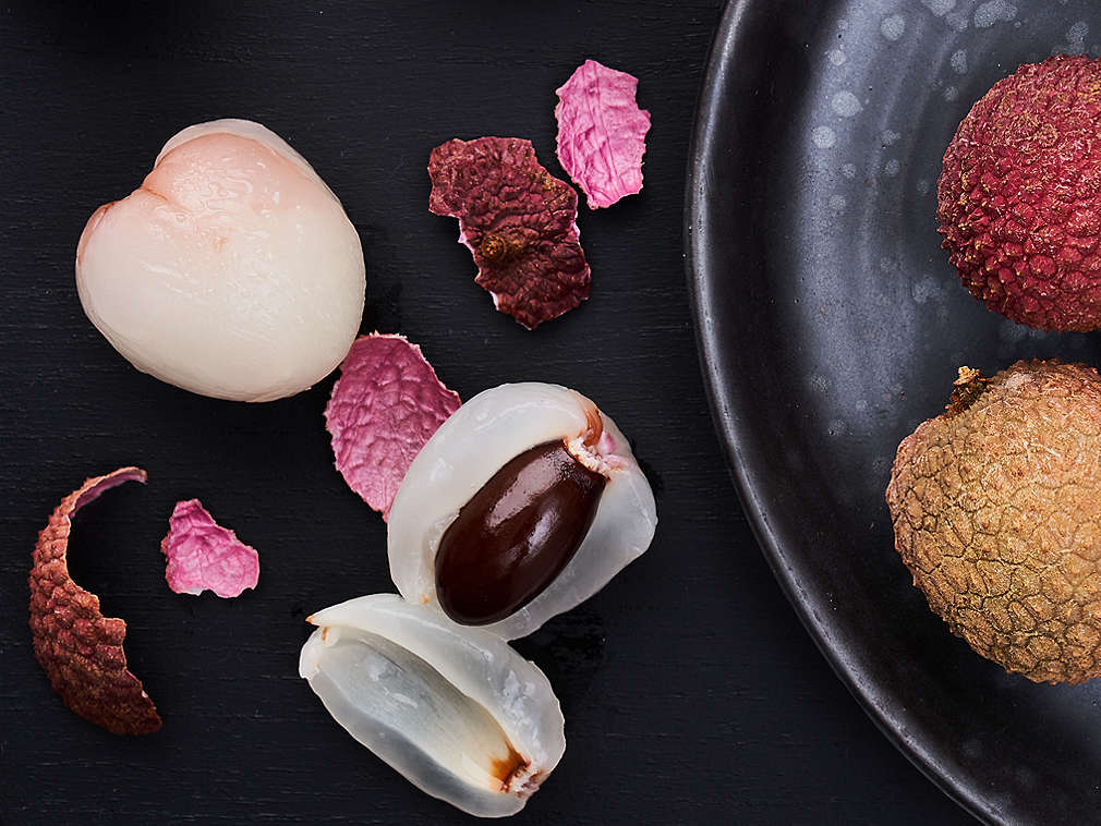 Frische Litschis in der Detailansicht