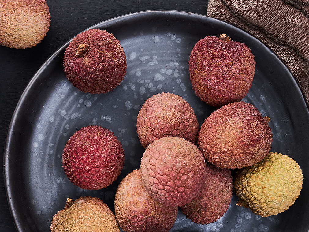 Frische Litschis in der Detailansicht