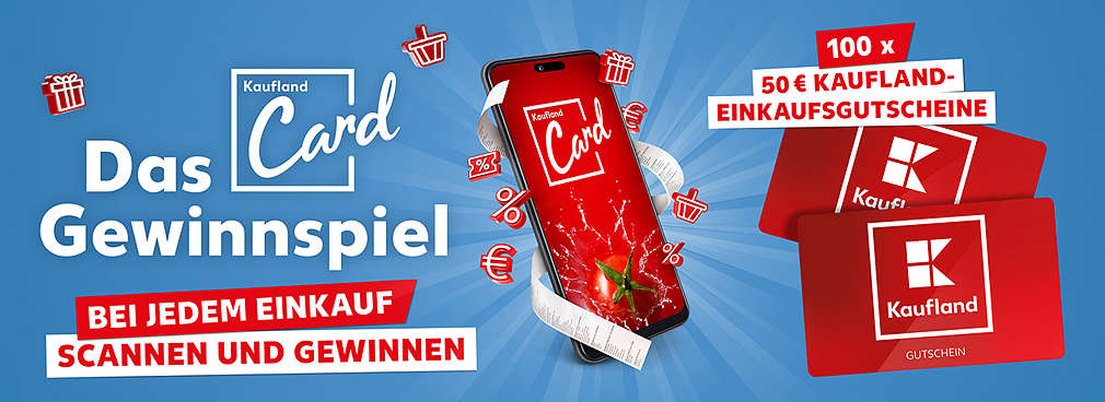 Das Kaufland Card Gewinnspiel – bei jedem Einkauf scannen; richtig gewinnen!; Beispielhafte Abbildung der Gewinne