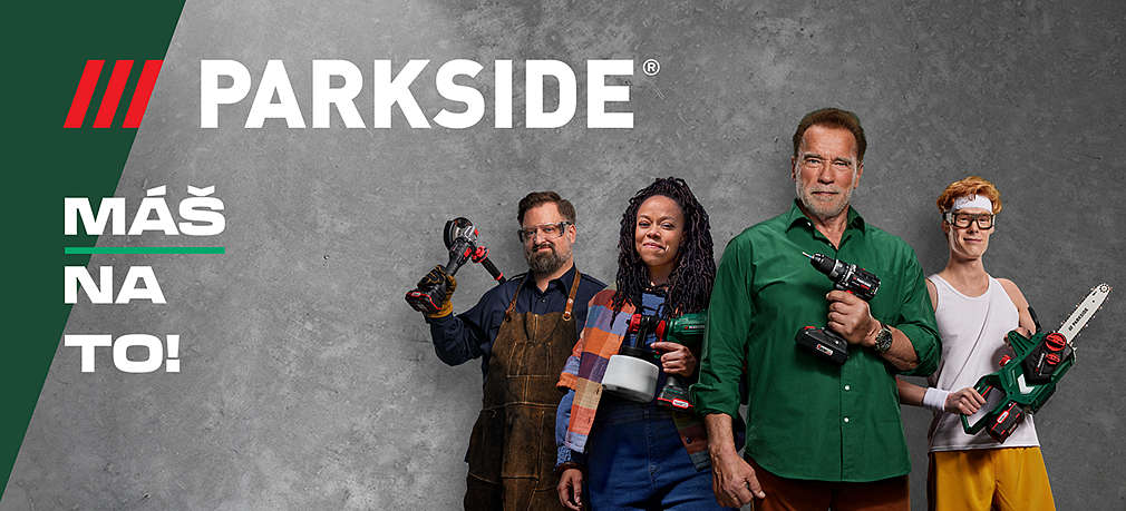 Štyria ľudia s produktami značky Parkside