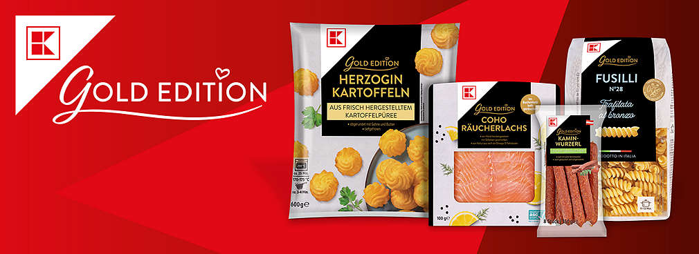 Logo: K-Gold Edition; Produktabbildungen von K-Gold Edition; weiße Ecke