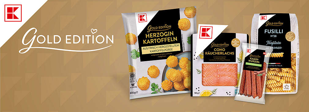 Logo: K-Gold Edition; Produktabbildungen von K-Gold Edition; weiße Ecke