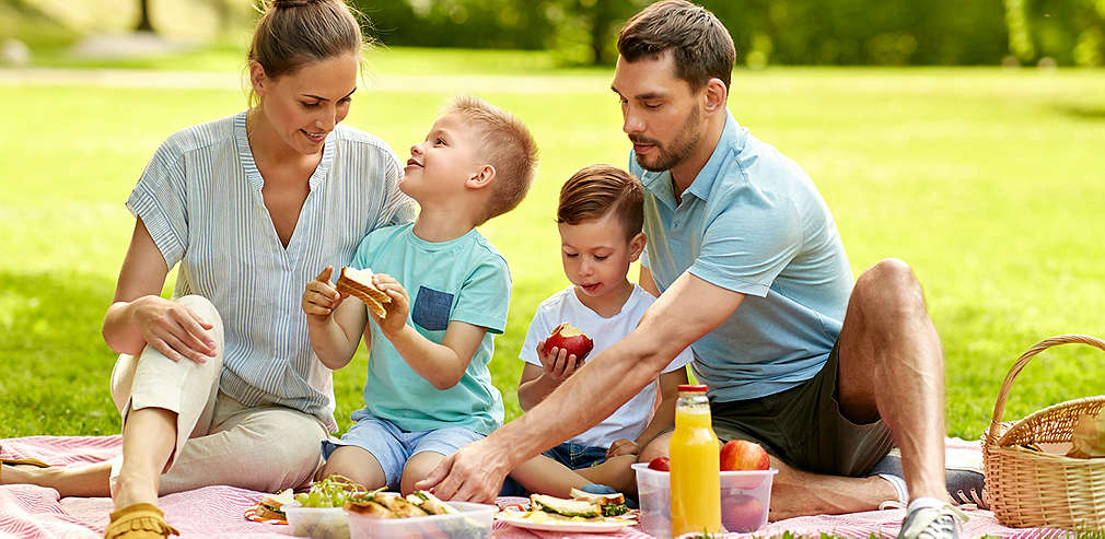 Eine Familie macht Picknick