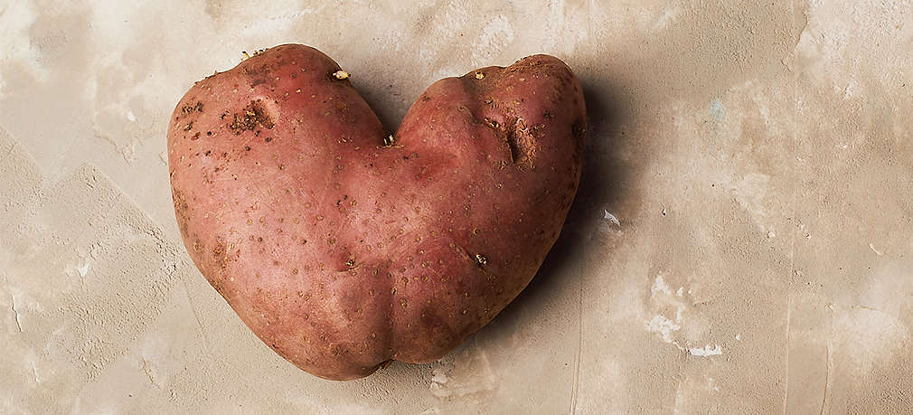 Kartoffel in Form eines Herzens
