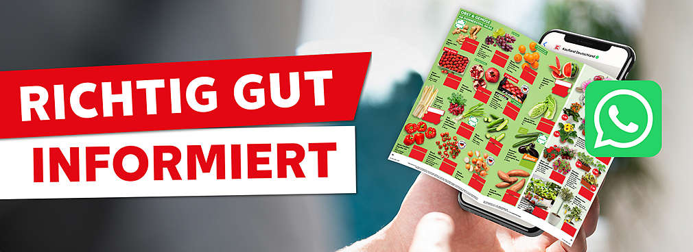 Kaufland Prospekt auf dem Smartphone; Logo: WhatsApp