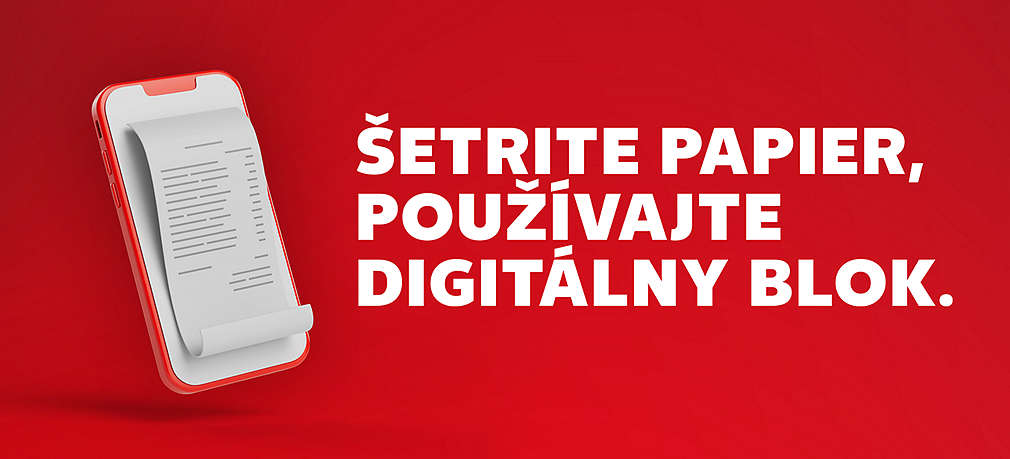 Smartfón s digitálnou kartou Kaufland Card a aktiváciou služby zrušenia tlače pokladničného bloku, vedľa smartfón, z ktorého vychádza pokladničný blok. 
