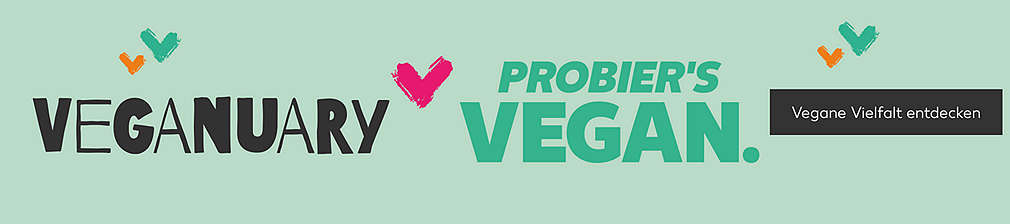 Schriftzug: Veganuary. Probier's vegan.