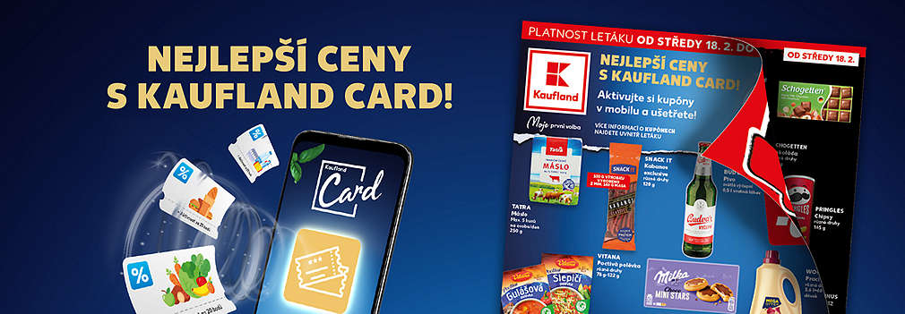 Akční leták Kauflandu platný od 18. 2. 2026 s tématem Nejlepší ceny s Kaufland Card