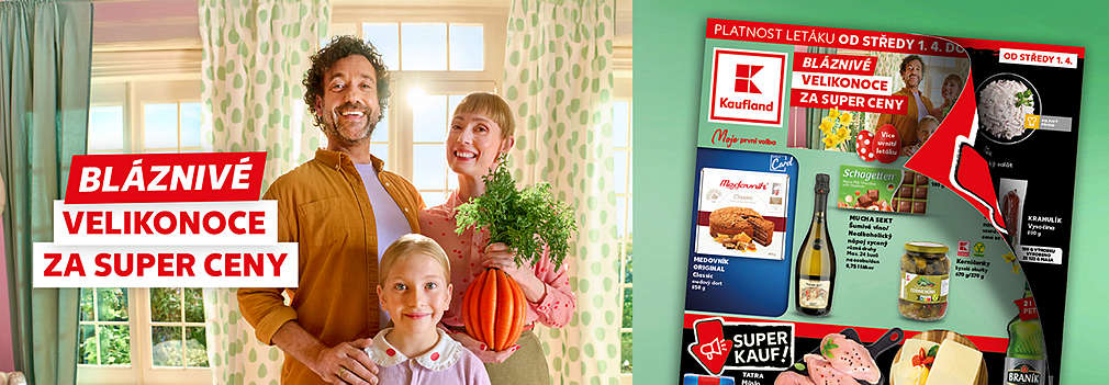 Akční leták Kauflandu platný od 1. 4. 2026 s tématem Bláznivé Velikonoce za super ceny