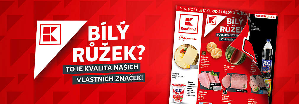 Akční leták Kauflandu platný od 3. 6. 2026 s tématem Bílý růžek? To je kvalita našich vlastních značek!