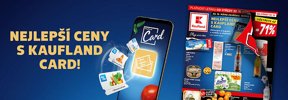 Akční leták Kaufland s tématem "Nejlepší ceny s Kaufland Card"