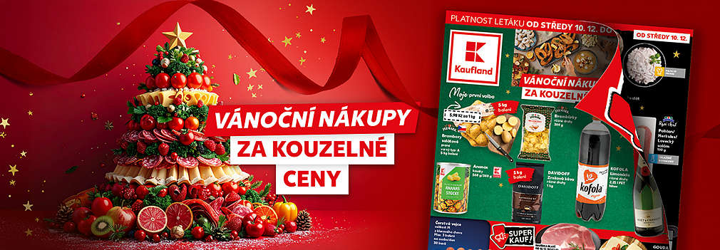 Akční leták Kaufland s tématem "Vánoční nákupy za kouzelné ceny"
