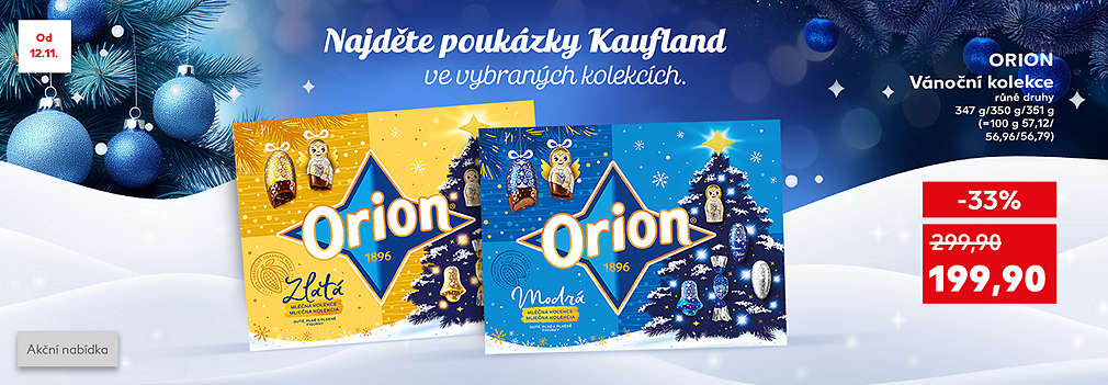 Orion Vánoční kolekce (čokoládové ozdoby na stromeček) různé druhy se slevou -33 % za 199 Kč