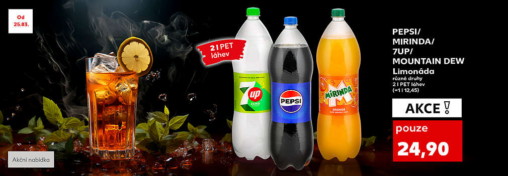 Superkauf: Pepsi/7UP/Mirinda/Montain dew Limonády různé druhy 2l v akci pouze za 24,90 Kč