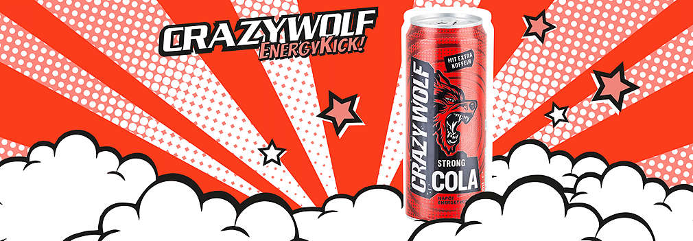 Abbildung einer Dose Crazy Wolf "Strong Cola"