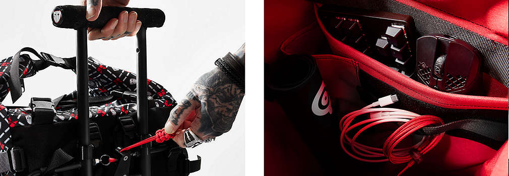 Teleskopické madlo a kapsy