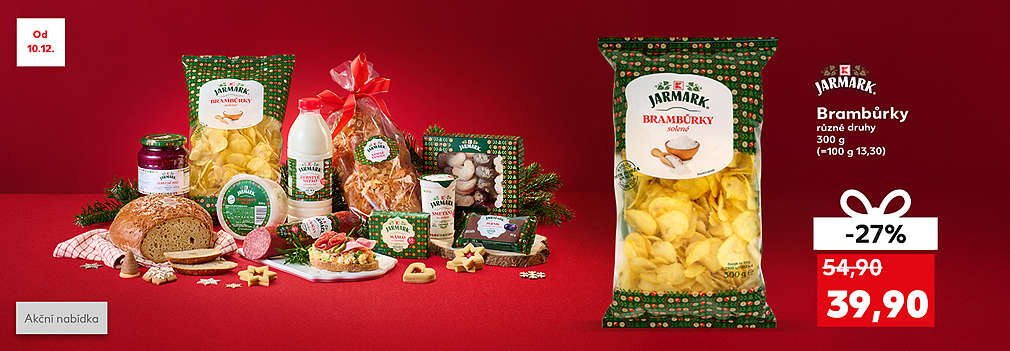 K-Jarmark brambůrky různé druhy 300 g se slevou -27 % za 39,90 Kč