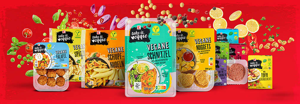 Verschiedene Fleischalternativen von K-TAKE IT VEGGIE