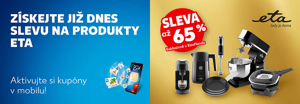 produkty značky ETA ve slevě s Kaufland Card: tyčový mixér, pánev, robot a další