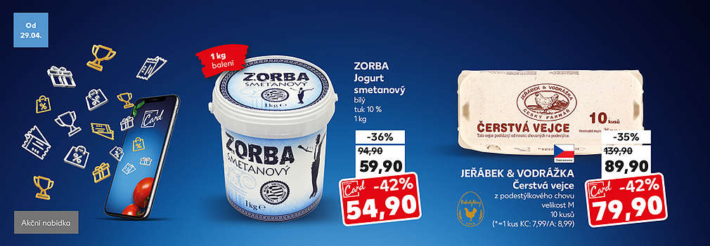 Kaufland Card nabídka: Zorba jogurt bílí a čerstvé vejce