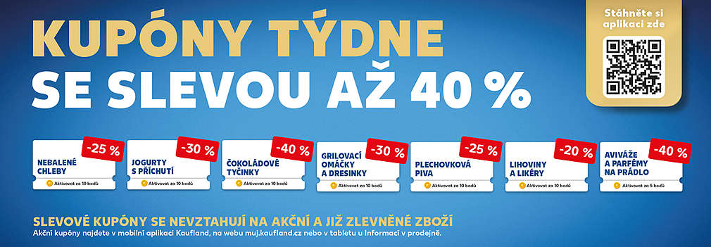 Akční kupóny za body v aplikaci Kaufland Card se slevou až 40%