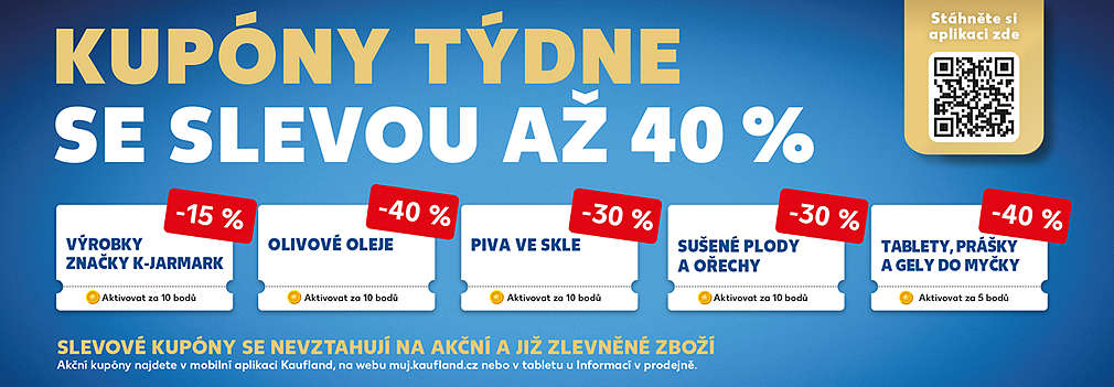 Kupóny týdne se slevou až 40 % - slevové kupóny se nevztahují na akční a již zlevněné zboží