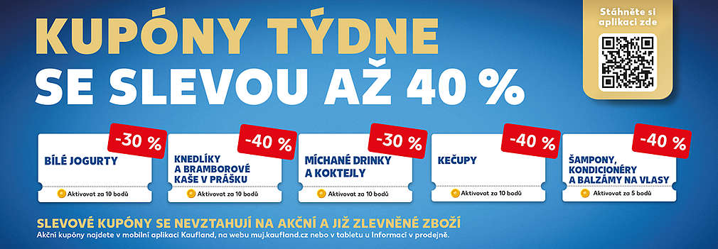 Akční kupóny za body v aplikaci Kaufland Card se slevou až 40%