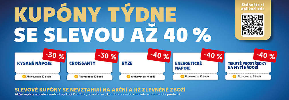 Akční kupóny za body v aplikaci Kaufland Card se slevou až 40%