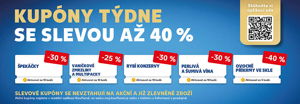 Kupóny týdne se slevou až 40 % - slevové kupóny se nevztahují na akční a již zlevněné zboží