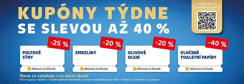 Akční kupóny za body v aplikaci Kaufland Card se slevou až 30% (výrobky značky K-Jarmark, bagety, instantní pudinky a polévky)