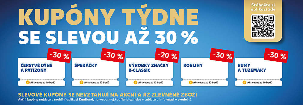 Akční kupóny za body v aplikaci Kaufland Card se slevou až 40% (saláty, pomazánky, bílé tvarohy, tichá vína, čokolády, croissanty)