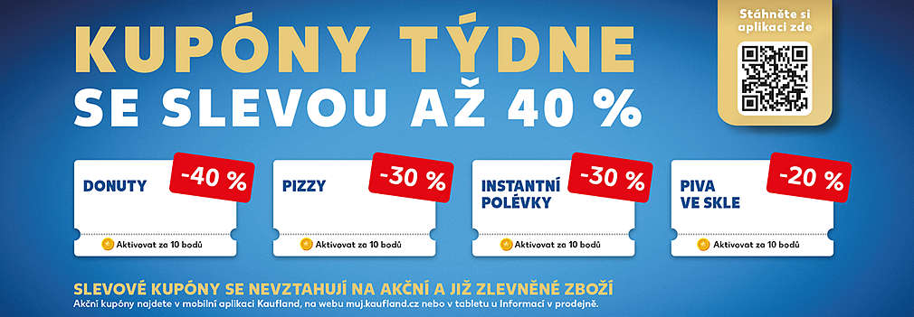 Akční kupóny za body v aplikaci Kaufland Card se slevou až 40% (saláty, pomazánky, bílé tvarohy, tichá vína, čokolády, croissanty)