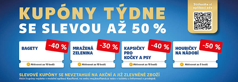 Akční kupóny za body v aplikaci Kaufland Card se slevou až 50% (saláty, pomazánky, bílé tvarohy, tichá vína, čokolády, croissanty)