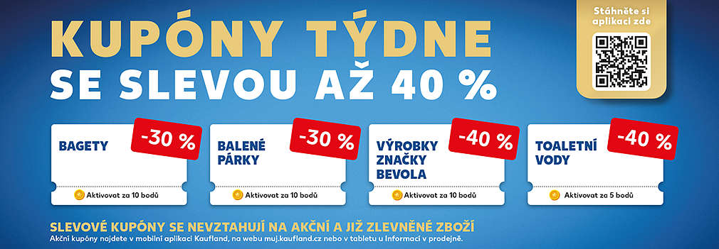 Akční kupóny za body v aplikaci Kaufland Card se slevou až 40% (chlazené ryby,kysané nápoje,džusy,prostředky do myčky)