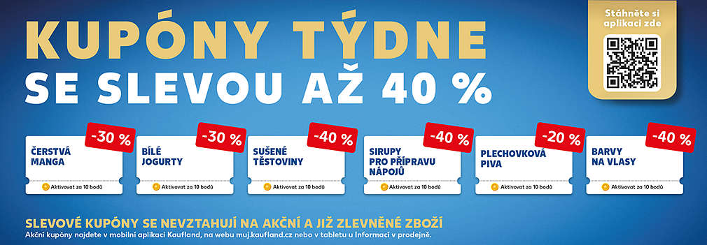 Akční kupóny za body v aplikaci Kaufland Card se slevou až 40% (barvy na vlasy, bílé jogurty, manga a další)