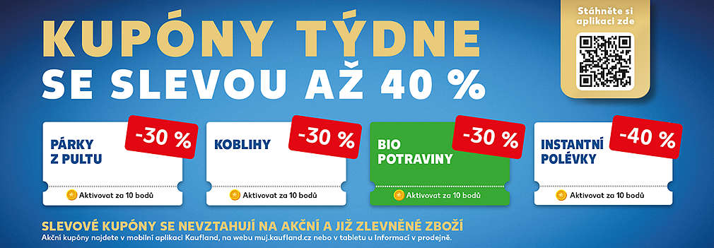 Kupóny týdne se slevou až 40 % - slevové kupóny se nevztahují na akční a již zlevněné zboží